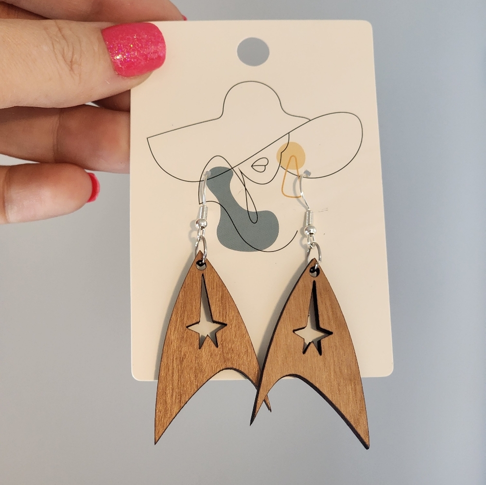 Wooden Star Trek Inspired Earrings